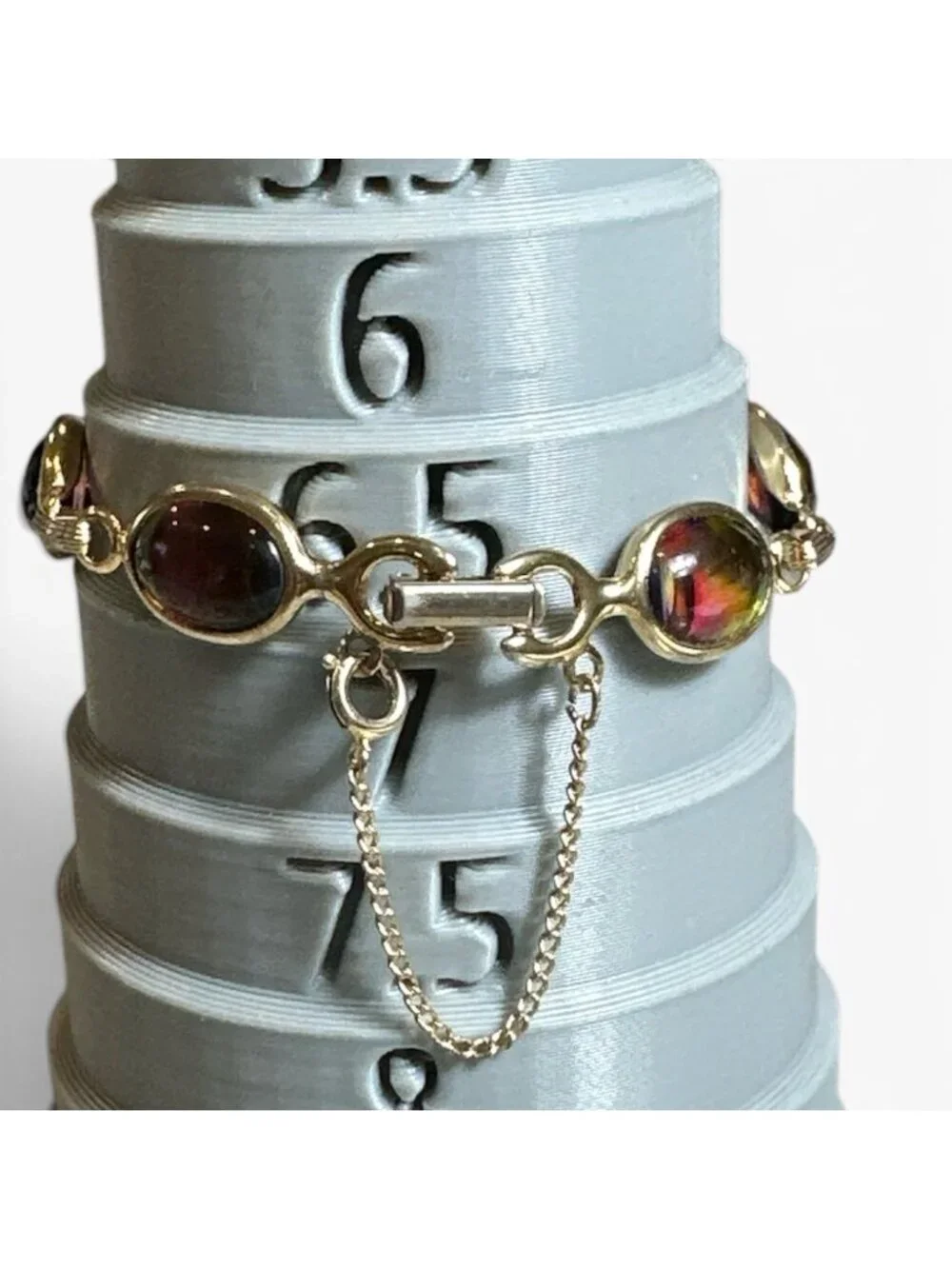 VTG Sarah Coventry 1973 “Austrian Lights” Bracelet (#9633) 7.5” Rainbow Glass